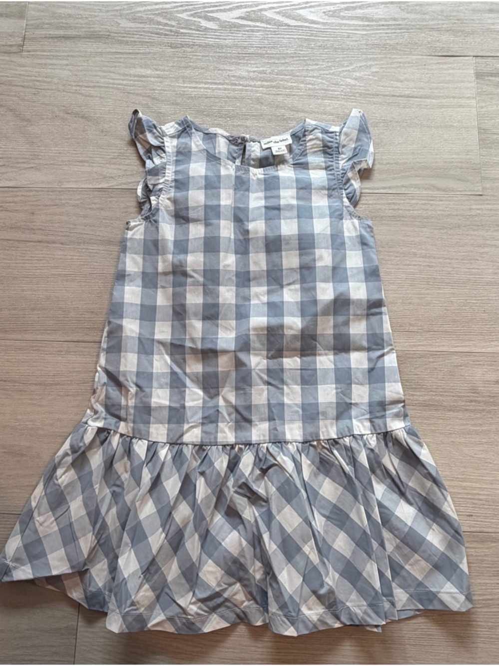 Miles the Label Blue and White Gingham Ruffle Dress